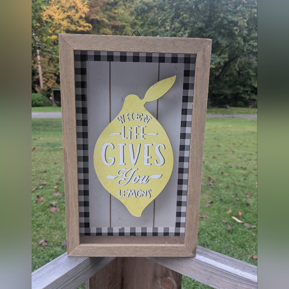 When Life Gives You Lemons Picture 3D Framed Wooden Plaque Wall Decor12" x 8"